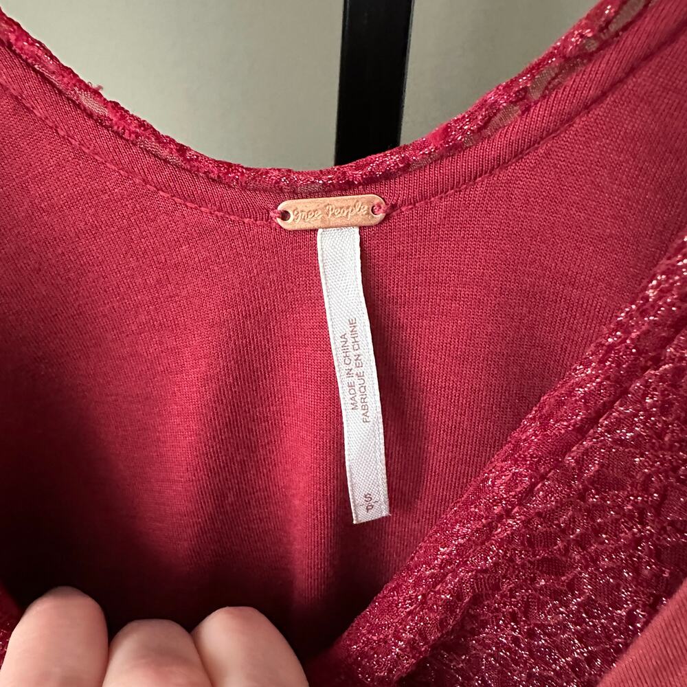 Free People Eleanore Draped Asymmetrical Mini Dress Small Red - Picture 5 of 5